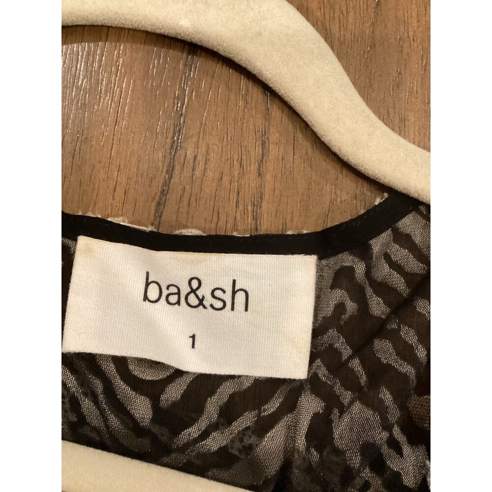 BA&SH Zelie Tiered Satin long Maxi Dress Animal Print Black White V neck 6 - Picture 4 of 9